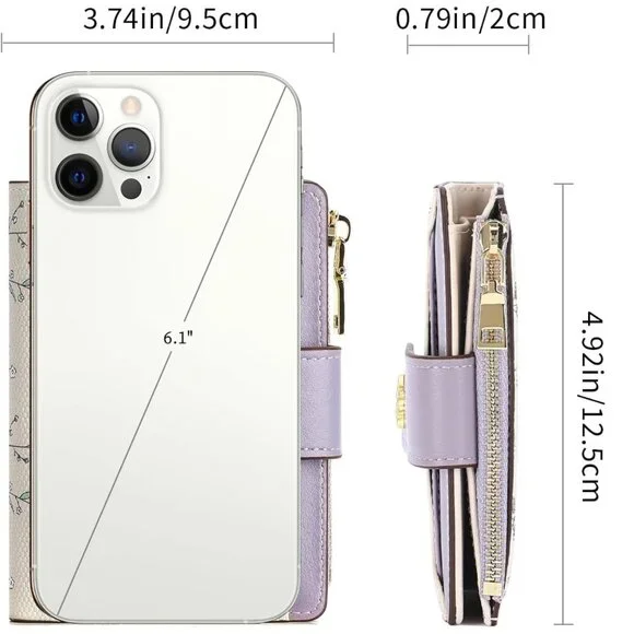 Floral Purple and Cream Women's Wallet - Picture 4 of 7